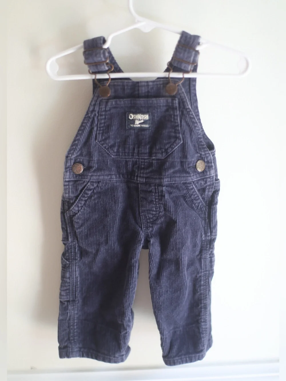 OshKosh B'gosh Dark Blue Corduroy Overalls with Adjustable Straps 100% Cotton 3M